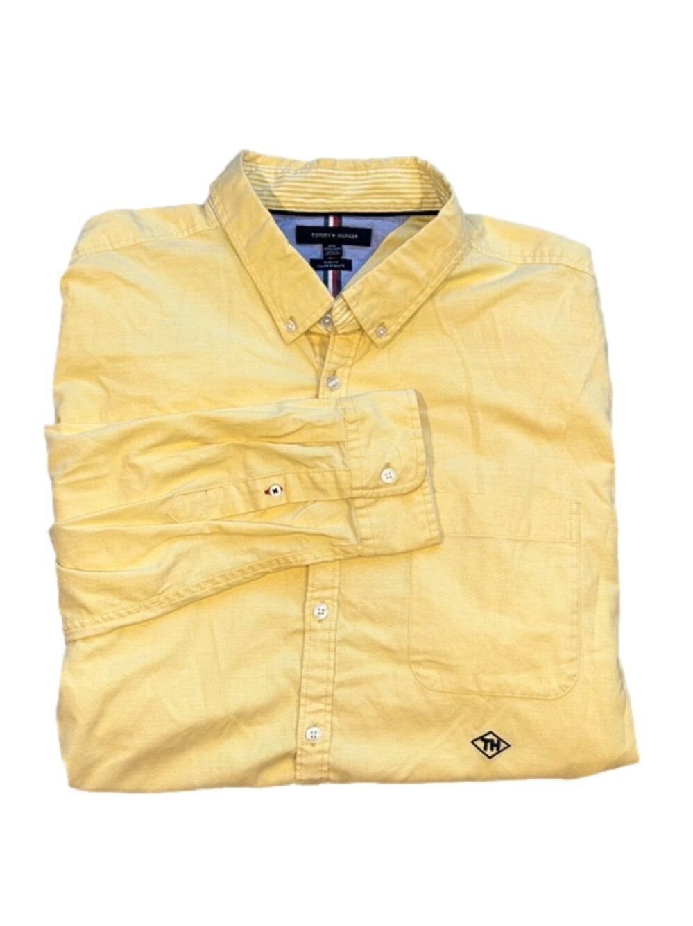 Tommy Hilfiger Yellow Slim Fit Long-Sleeve Casual Button-Down Shirt Size 3XL